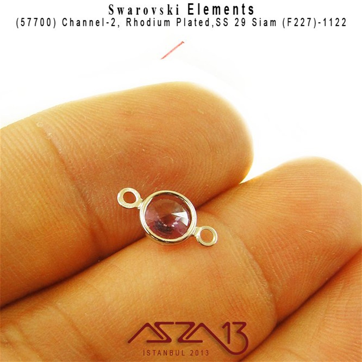 57700 F227 1122 (Lt. Siam) SS 29 Rhodium Plated Linked / 1 Adet