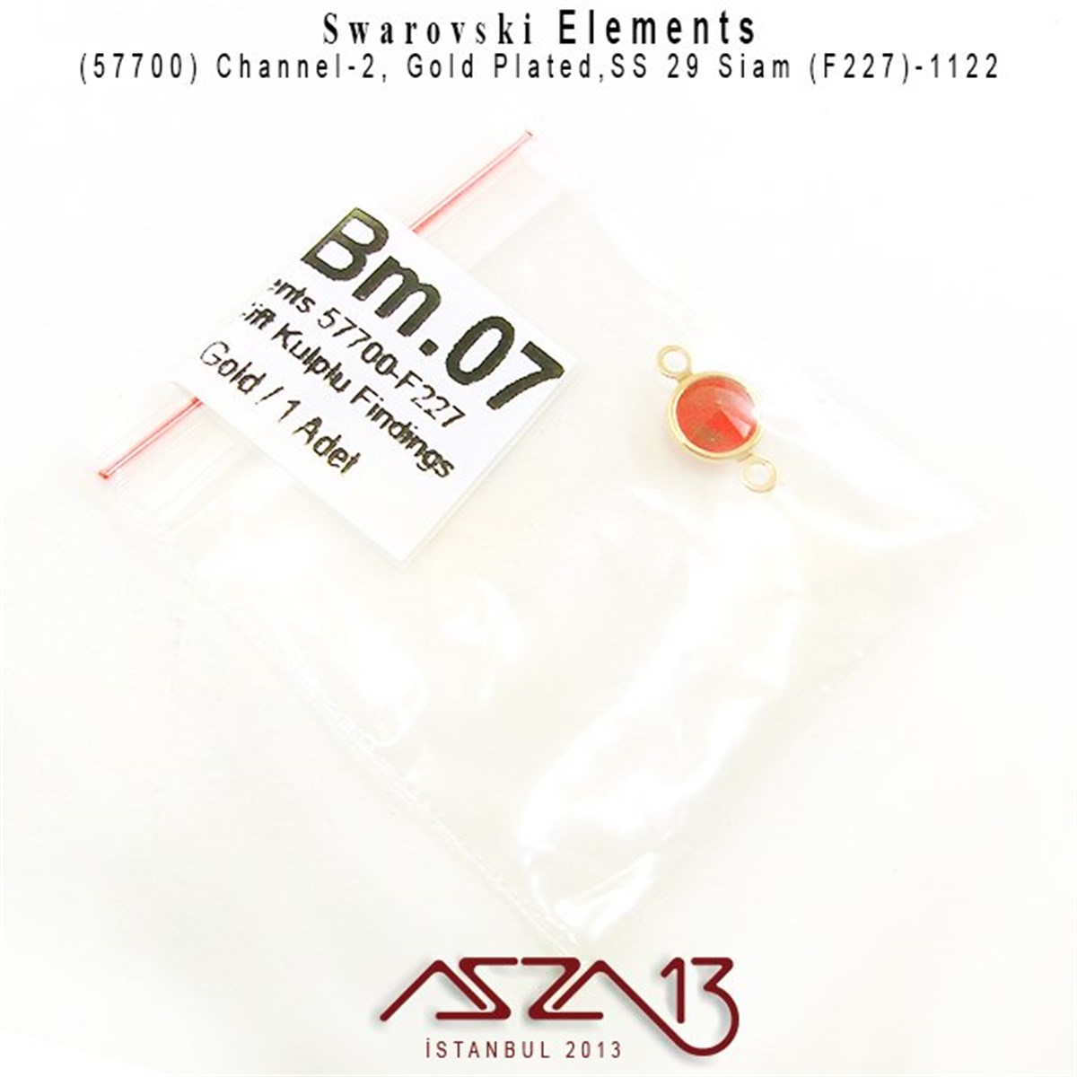 57700 F227 1122 (Lt. Siam) SS 29 Gold Plated Linked / 1 Adet