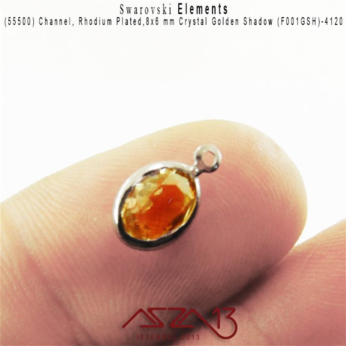 55500 F001 GSH 4120 (Crystal Golden Shadow) 8x6 mm Rhodium Plated Linked / 1 Adet