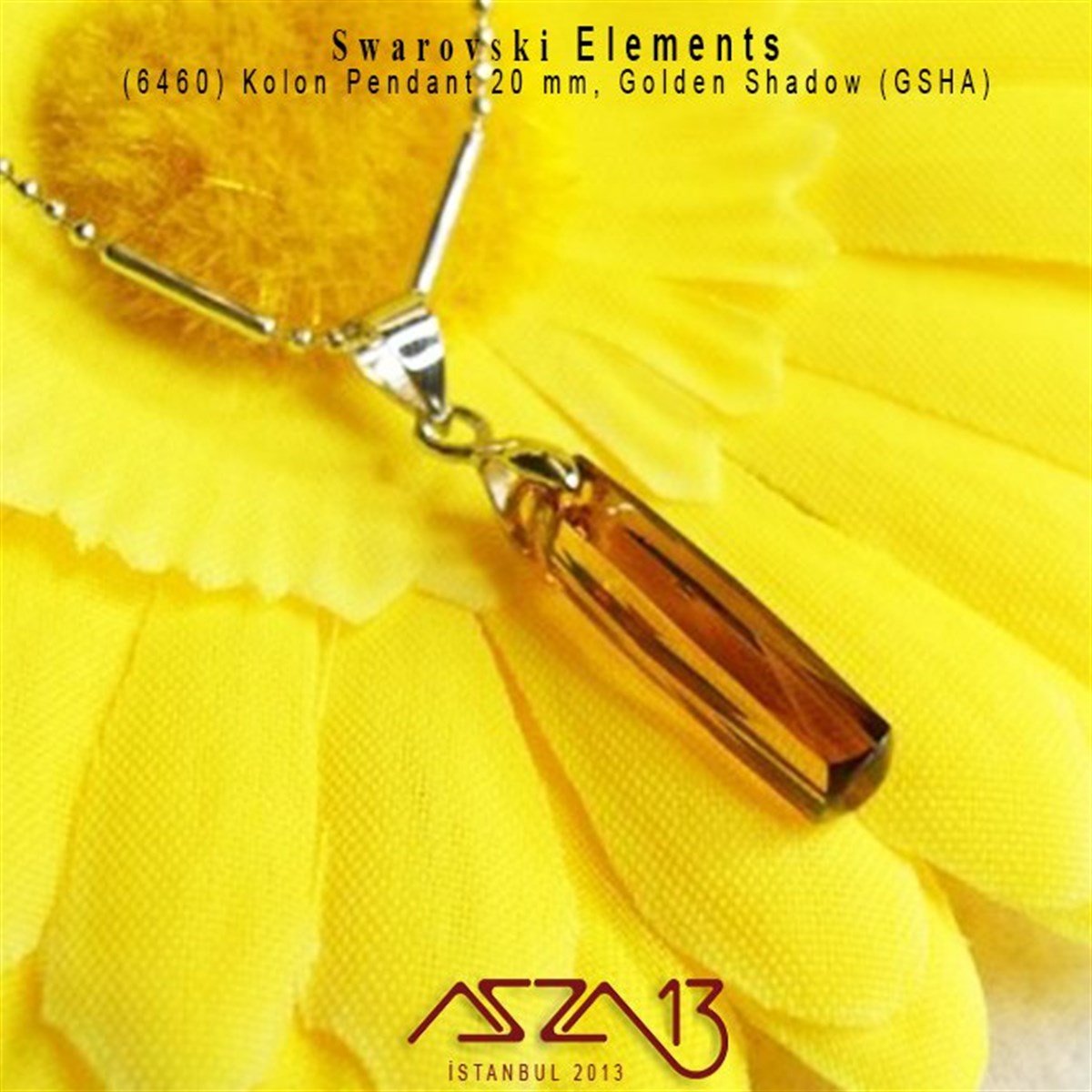 6460 001 GSHA (Crystal Golden Shadow)  Pendant (Gölgeli Altın Kristal Renk, Dikdörtgen Şekilli Uç) 20 mm / Paket İçeriği 1 Adet