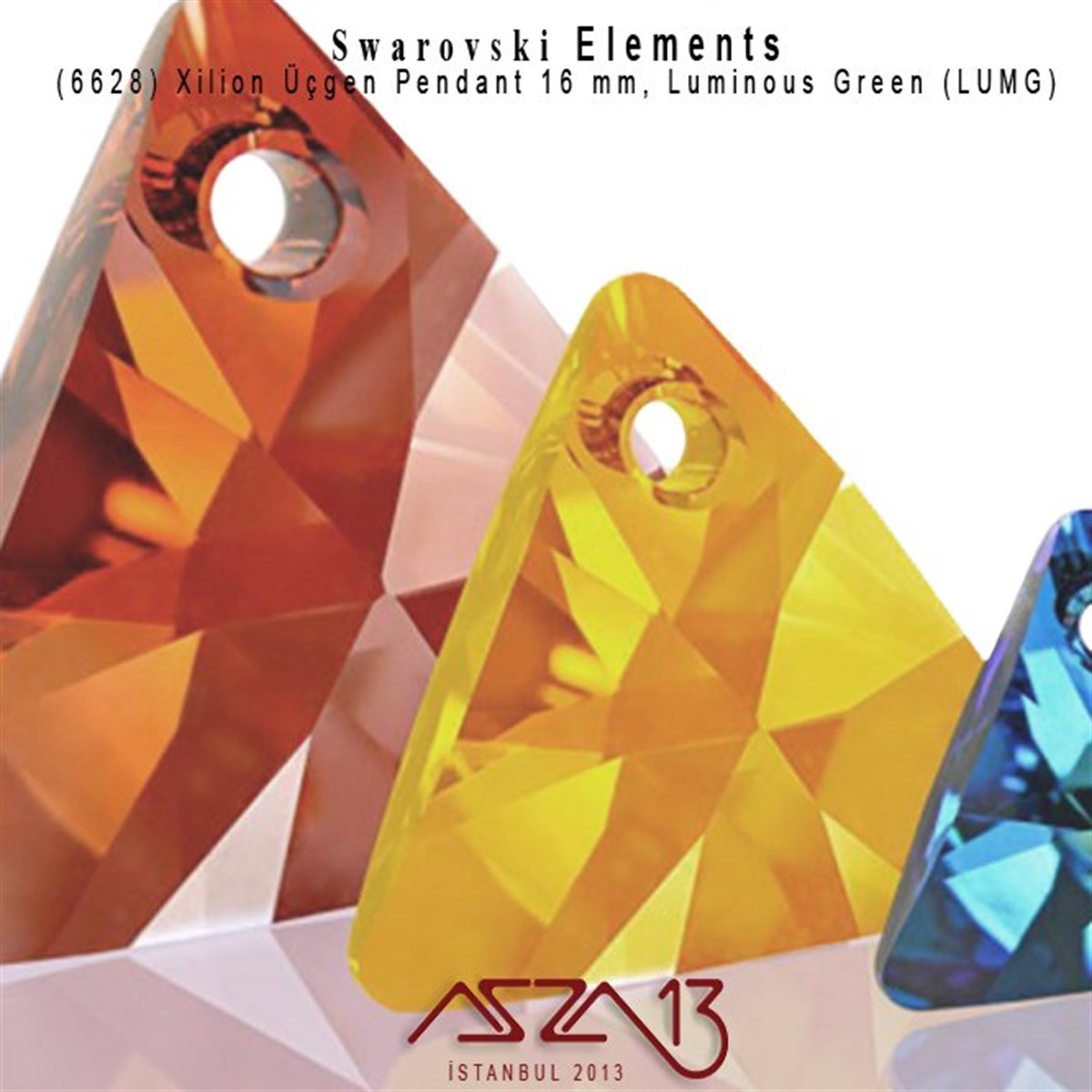 6628 001 LUMG (C.Luminous Green) Xilion Triangle Pendant (L.Yeşil Kapl.Kristal Renk Üçgen Şekilli Uç) 16 mm / Paket İçeriği 1 Adet