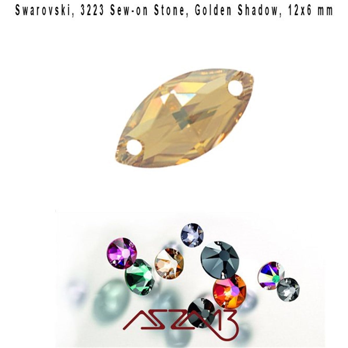 Swarovski 3223 Golden Shadow (Sew-on Stone) 12x6 mm Kristal DikmeTaş