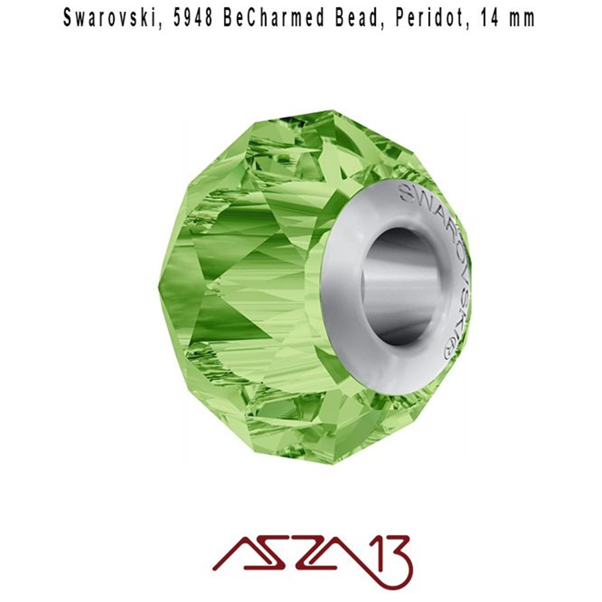 Swarovski 5948 Peridot (BeCharmed Briolette Bead) 14 mm Pave