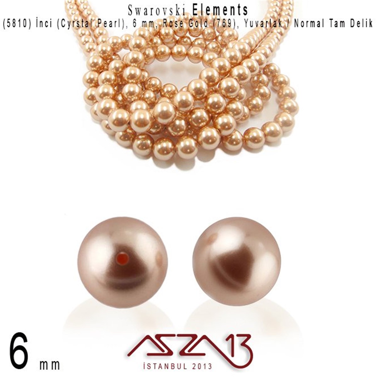 5810-769 Crystal Rose Gold Pearl 6 mm (İnci) / 40 Adet