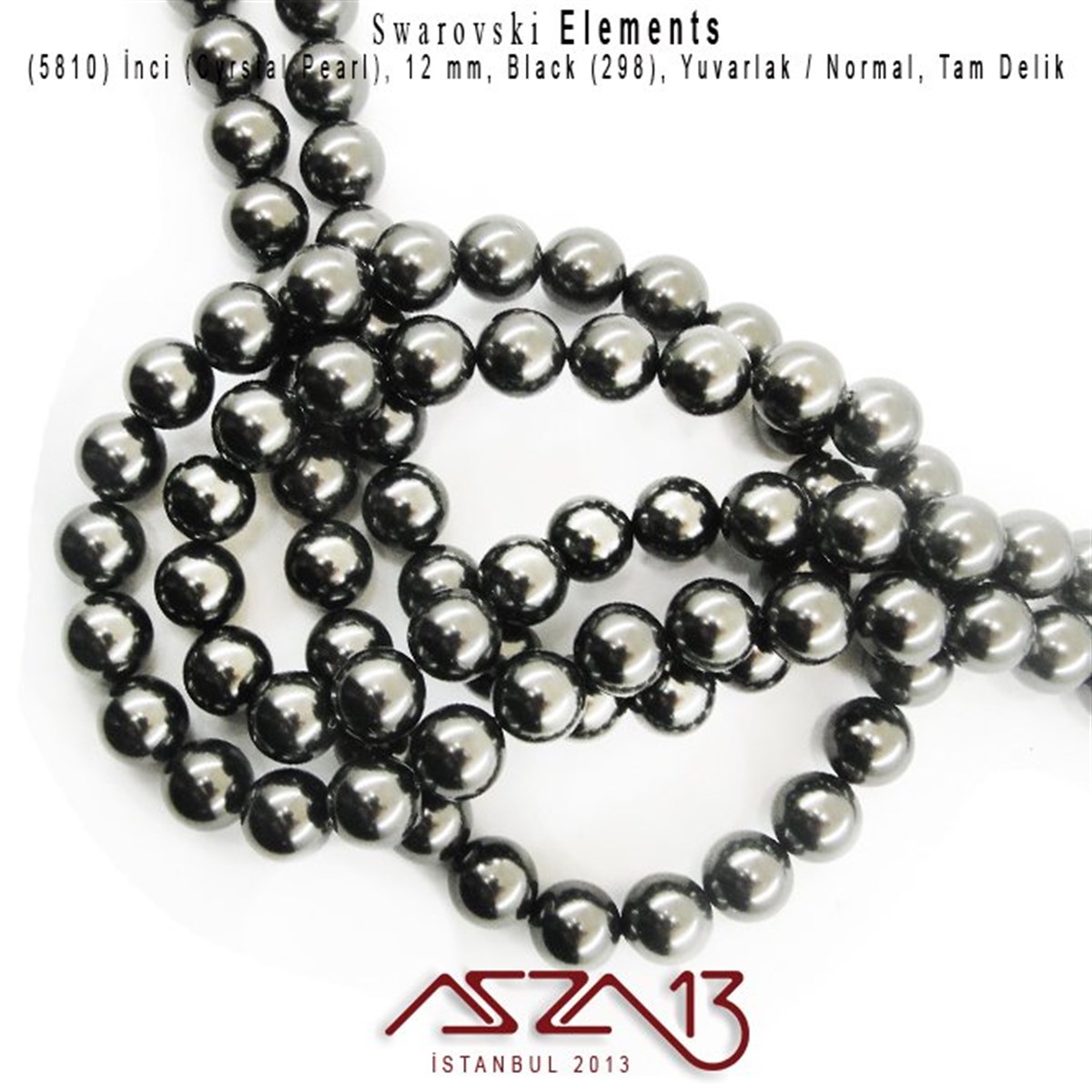 5810-298 Crystal Black Pearl 12 mm (İnci) / 10 Adet