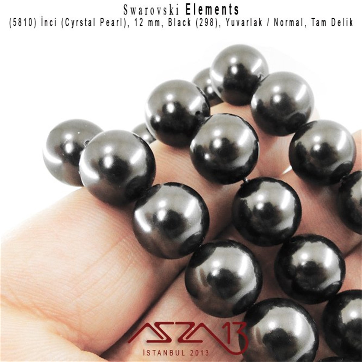 5810-298 Crystal Black Pearl 12 mm (İnci) / 10 Adet