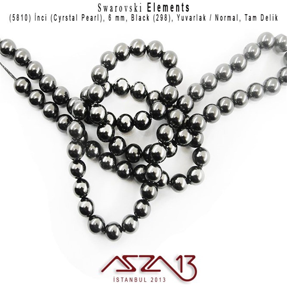 5810-298 Crystal Black Pearl 6 mm (İnci) / 40 Adet