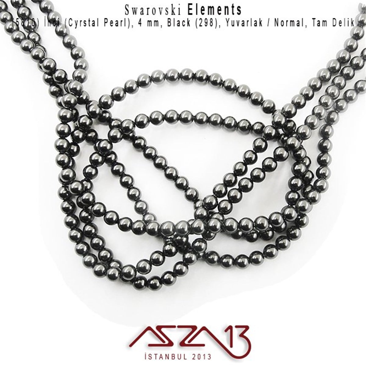 5810-298 Crystal Black Pearl 4 mm (İnci) / 50 Adet