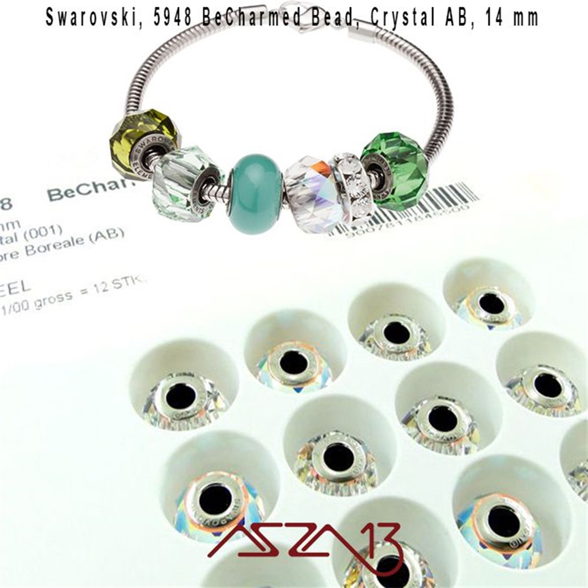 Swarovski 5948 Aurore Boreale (BeCharmed Briolette Bead) 14 mm Pave