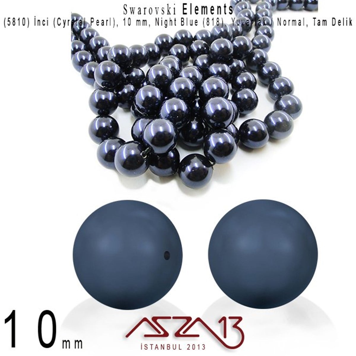 5810-818 Crystal Night Blue Pearl 10 mm (İnci) / 15 Adet