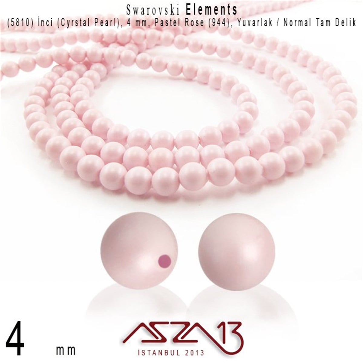5810-944 Crystal Pastel Rose Pearl 4 mm (İnci) / 50 Adet