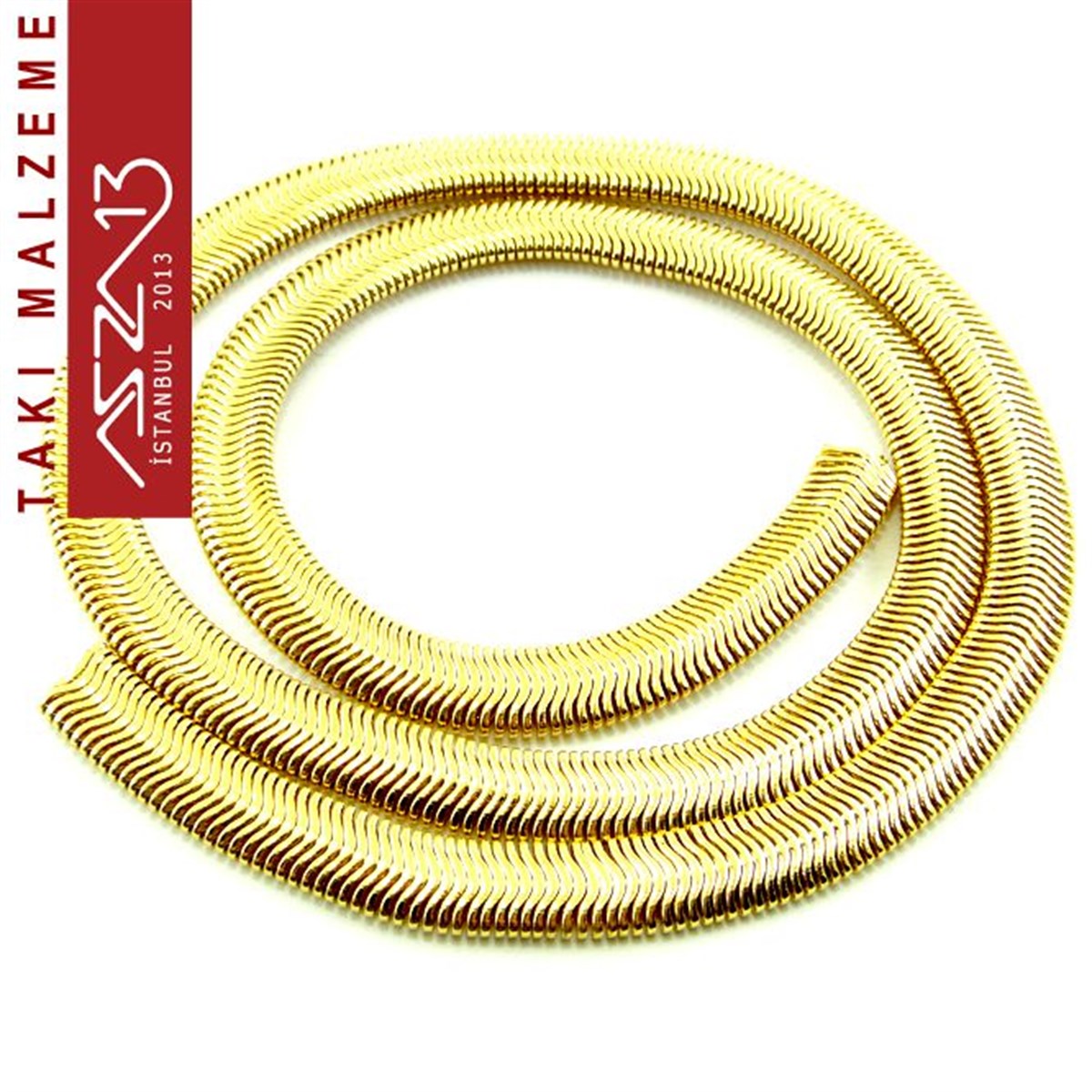 Micron 22K Altın Kaplamalı Yassı Yılan 6x2,5 mm Zincir / Paket İçeriği 42 cm