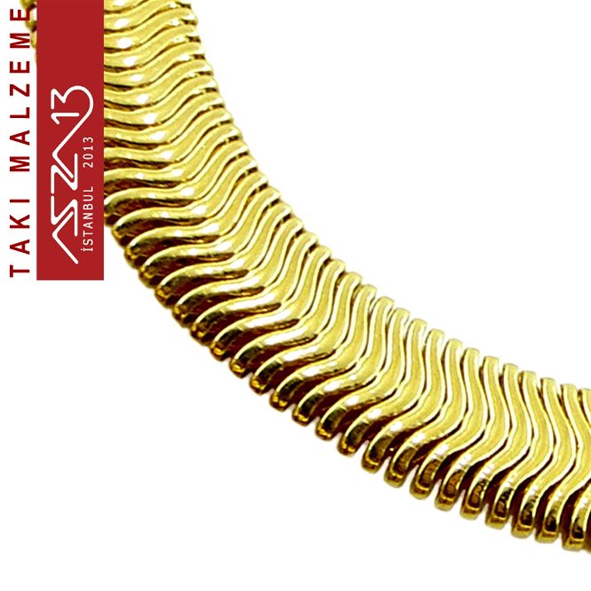 Micron 22K Altın Kaplamalı Yassı Yılan 6x2,5 mm Zincir / Paket İçeriği 42 cm