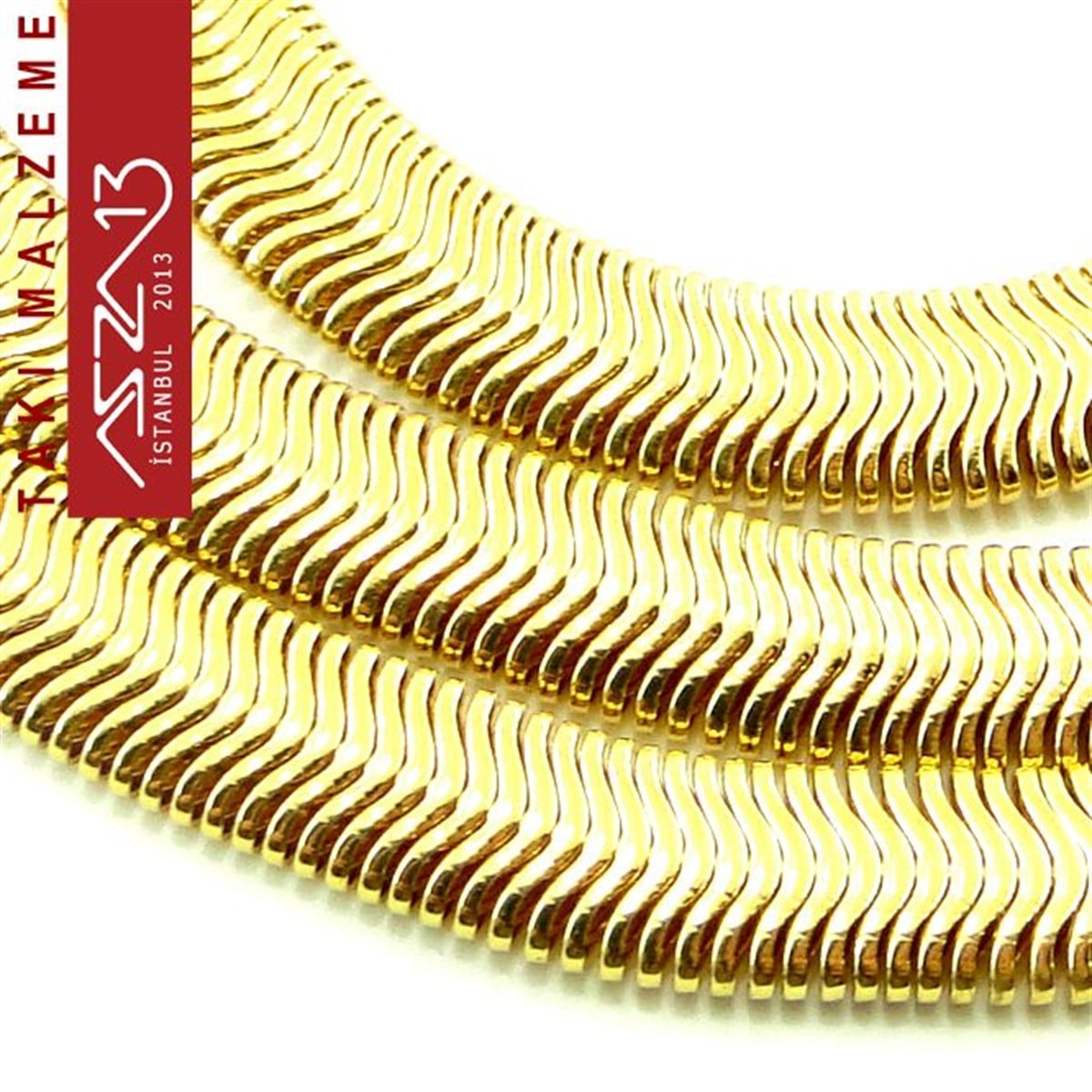 Micron 22K Altın Kaplamalı Yassı Yılan 6x2,5 mm Zincir / Paket İçeriği 42 cm