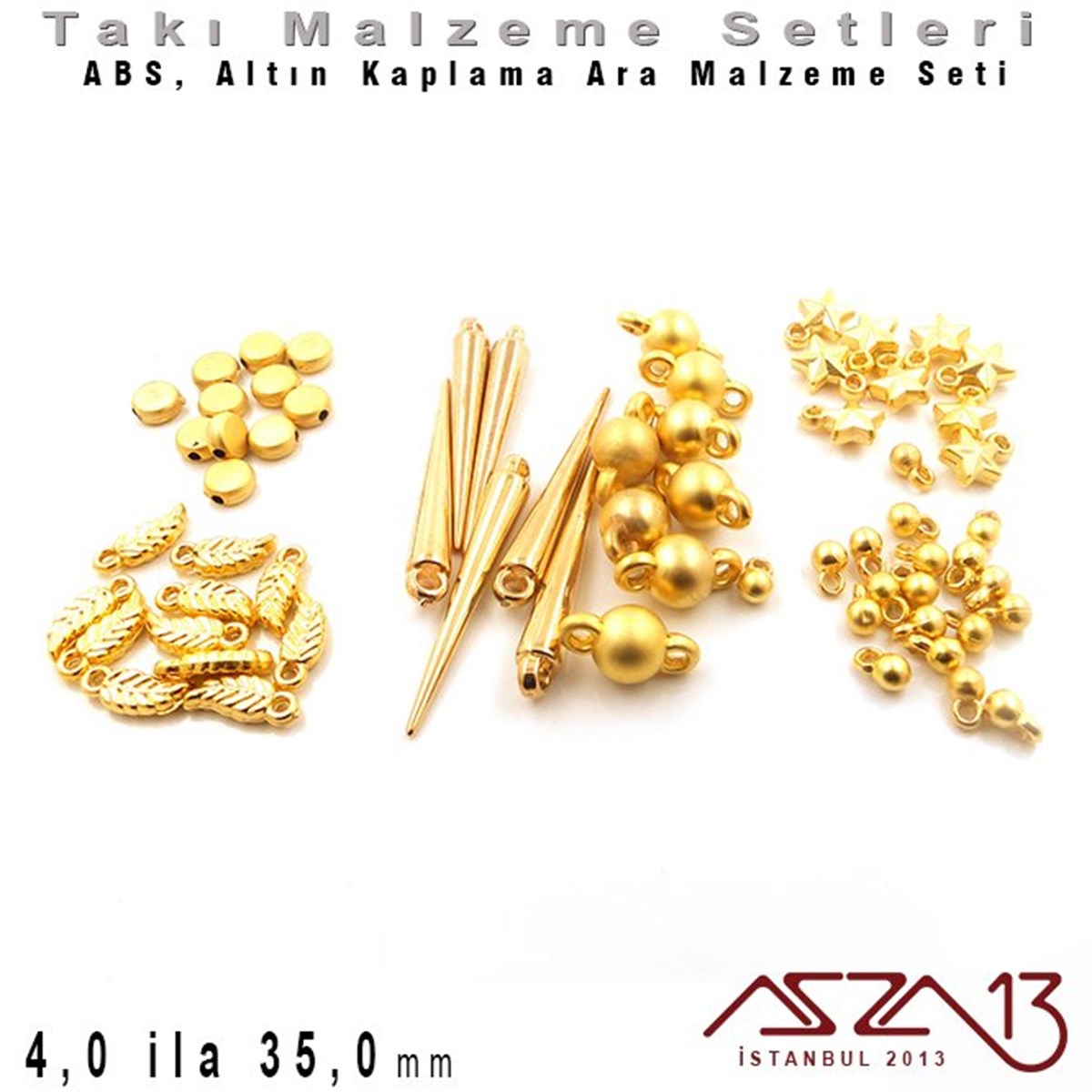 Altın Kaplama - 4 ila 35,0 mm - ABS (Plastik) Ara Malzeme Seti / 6 Çeşit - 50 gr