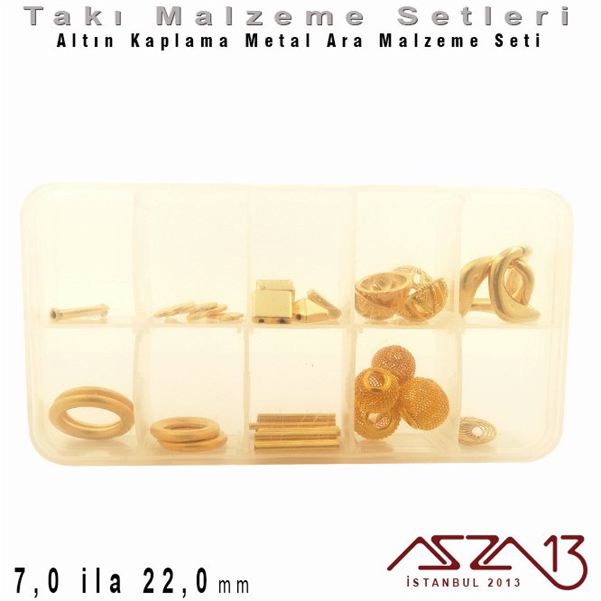 Altın Kaplama - 7,0 ila 22,0 mm - Metal Ara Malzeme Seti / 10 Çeşit - 45 gr