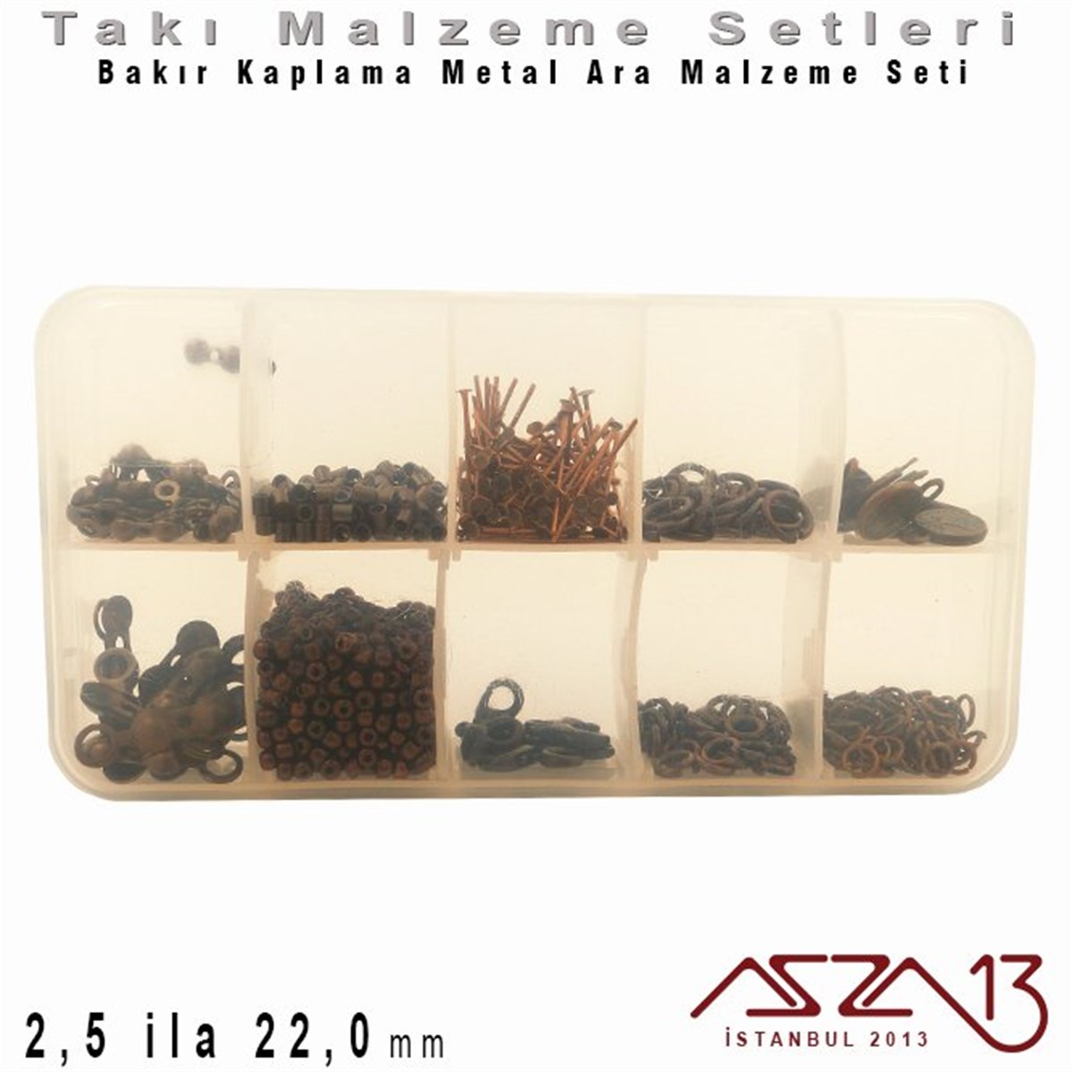 Bakır Kaplama - 2,5 ila 22,0 mm - Metal Ara Malzeme Seti / 10 Çeşit - 65 gr