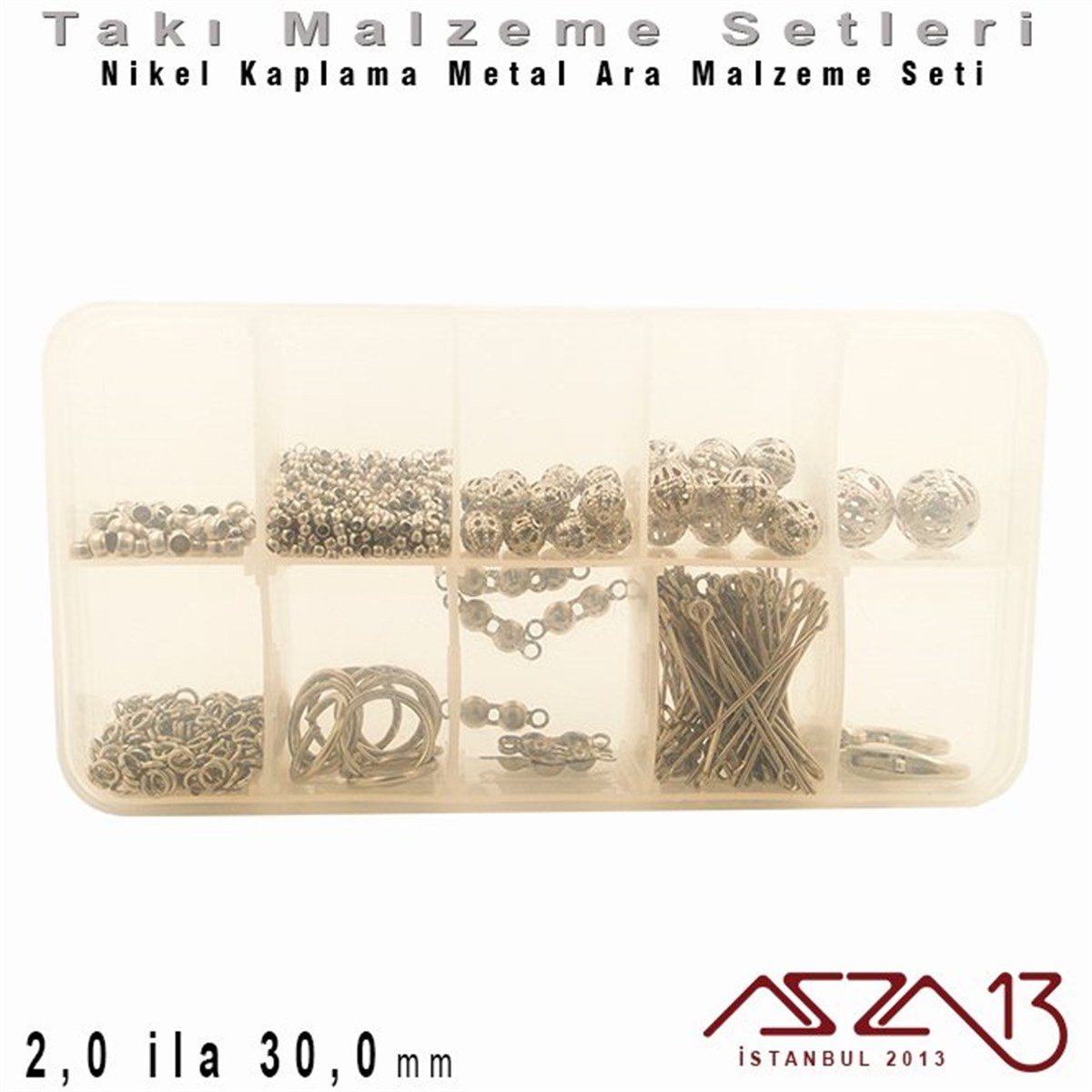 Nikel Kaplama - 7,0 ila 30,0 mm - Metal Ara Malzeme Seti / 10 Çeşit - 60 gr
