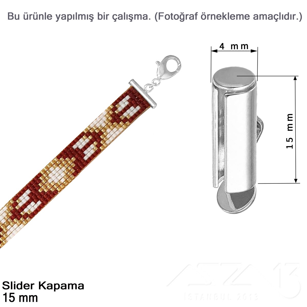 Kapama - Slider 15 mm - Altın, Rose Altın ve Rodyum Kaplama / 2 Adet