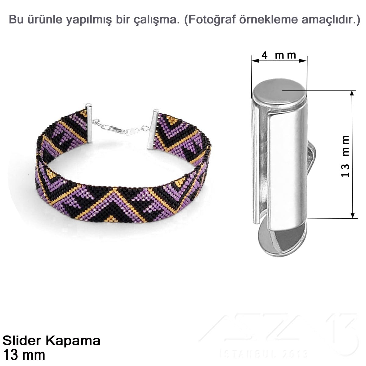Kapama - Slider 13 mm - Altın, Rose Altın ve Rodyum Kaplama / 2 Adet