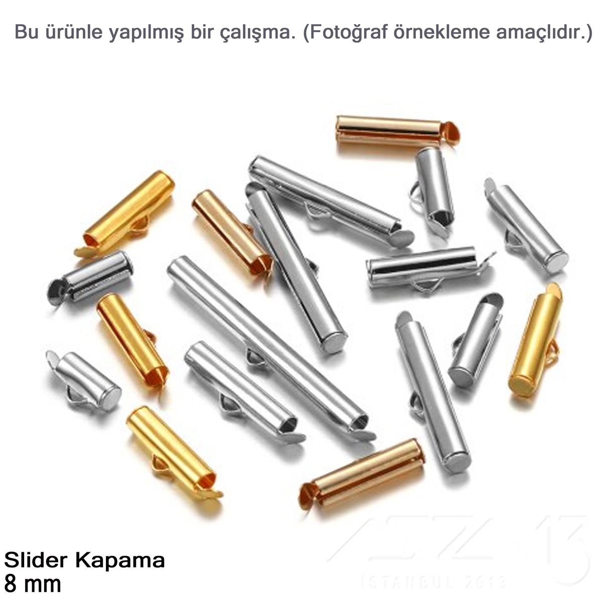 Kapama - Slider 8 mm - Altın, Rose Altın ve Rodyum Kaplama / 2 Adet