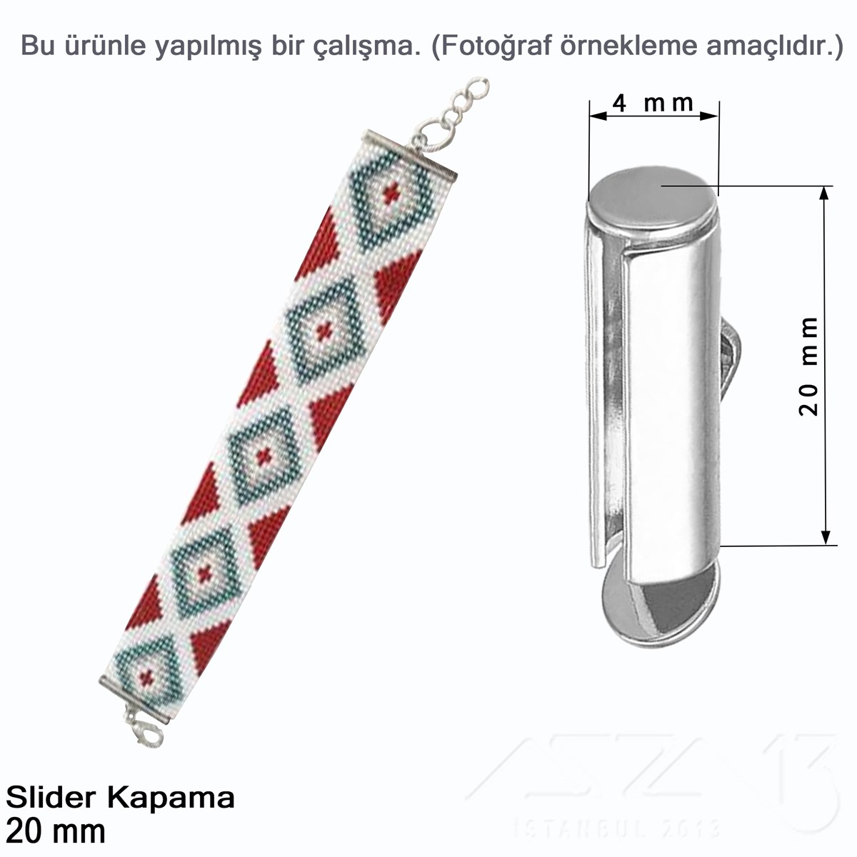 Kapama - Slider 20 mm - Altın, Rose Altın ve Rodyum Kaplama / 2 Adet
