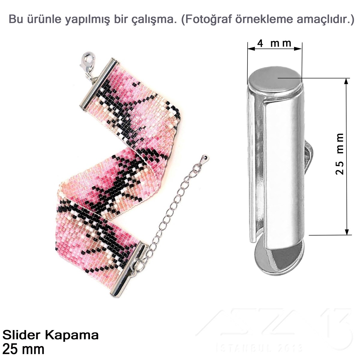 Kapama - Slider 25 mm - Altın, Rose Altın ve Rodyum Kaplama / 2 Adet