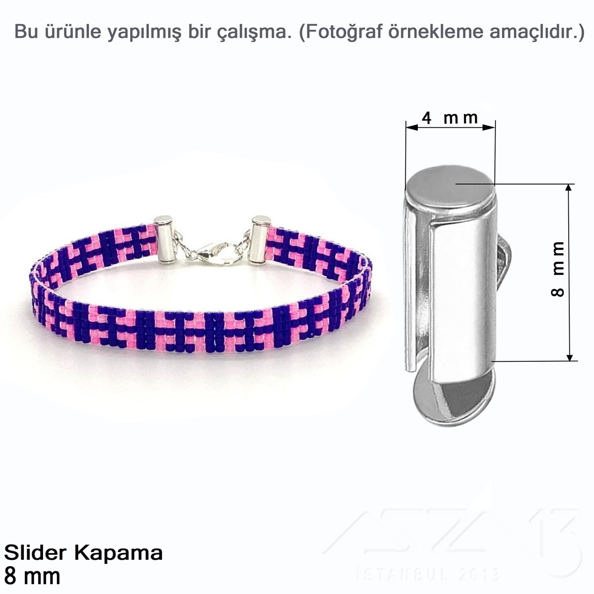 Kapama - Slider 8 mm - Altın, Rose Altın ve Rodyum Kaplama / 2 Adet