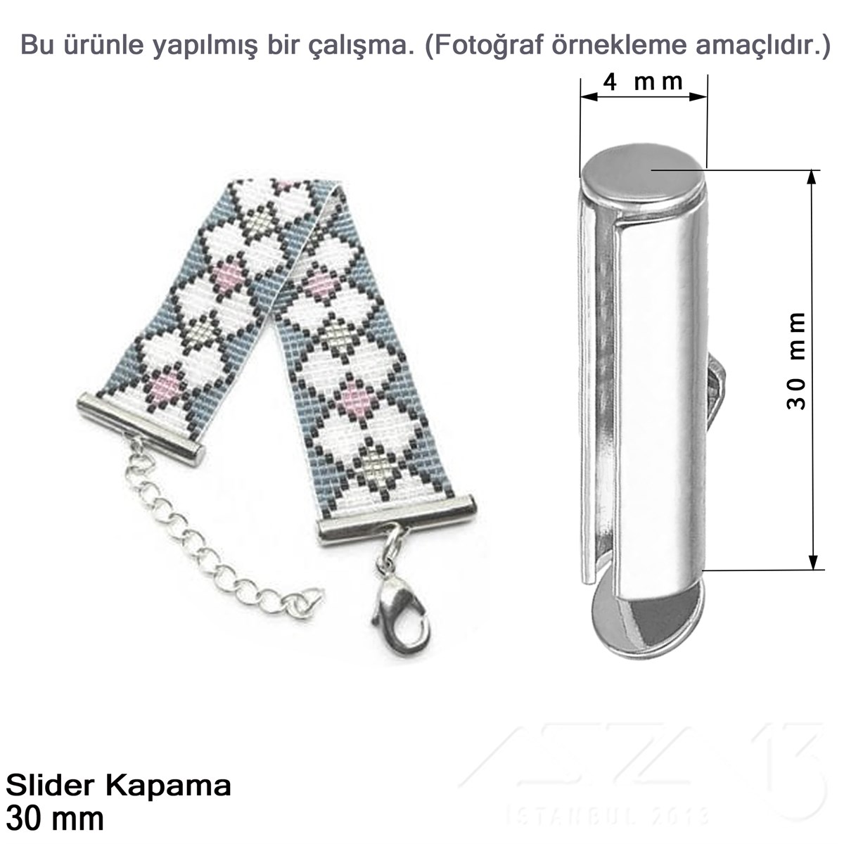 Kapama - Slider 30 mm - Altın, Rose Altın ve Rodyum Kaplama / 2 Adet