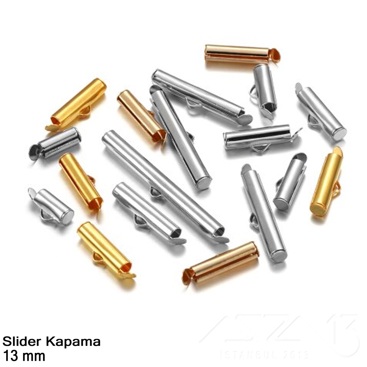 Kapama - Slider 13 mm - Altın, Rose Altın ve Rodyum Kaplama / 2 Adet