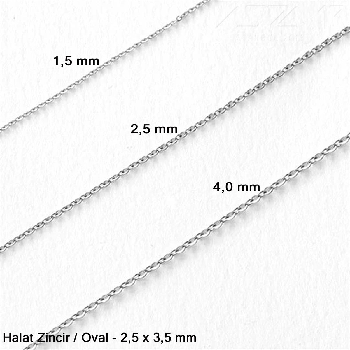Zincir - Halat Tip - Oval 2,5 mm - Nikel Kaplama / 1 Metre