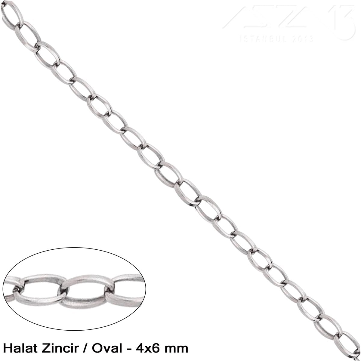 Zincir - Halat Tip - Oval 4 mm - Nikel Kaplama / 1 Metre