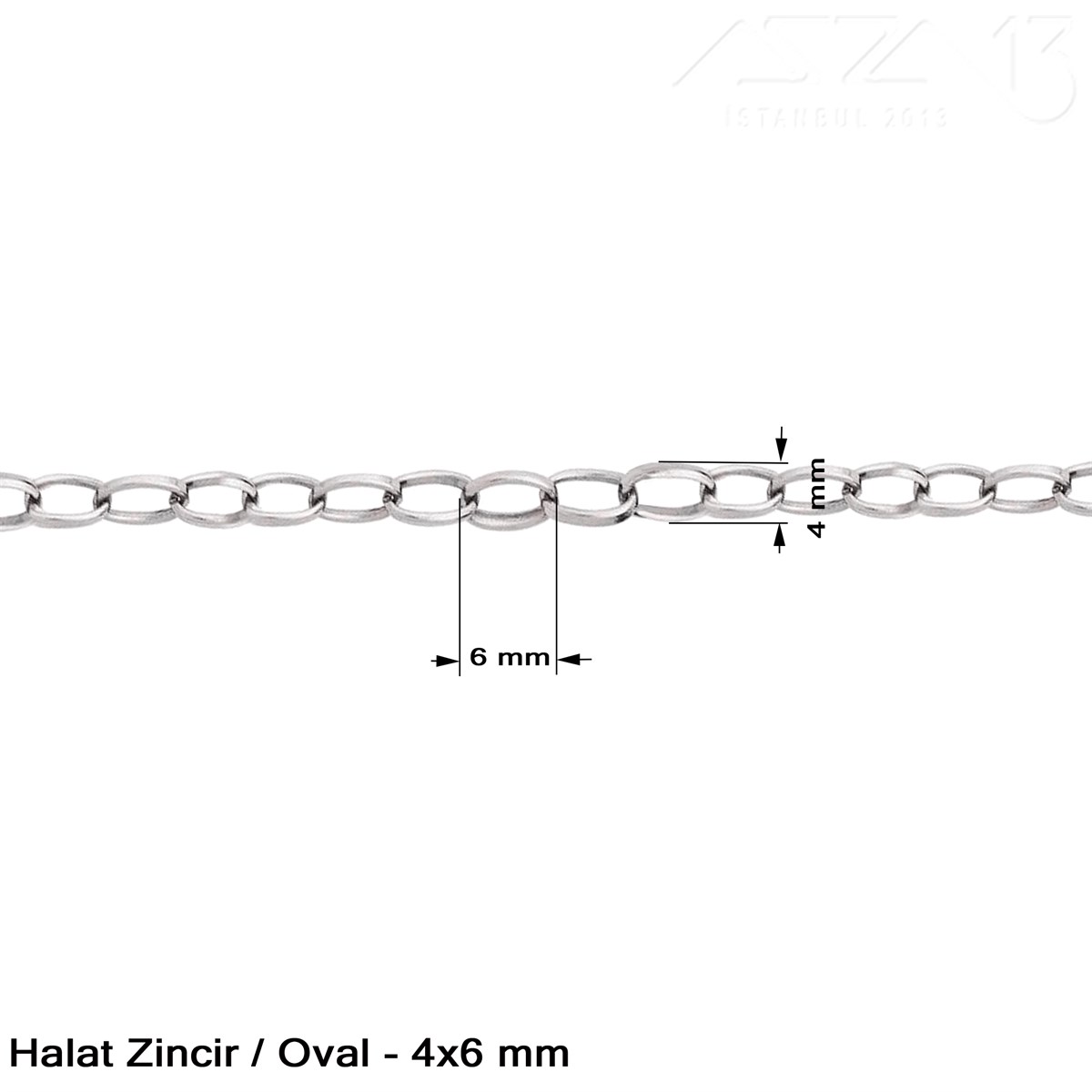 Zincir - Halat Tip - Oval 4 mm - Nikel Kaplama / 1 Metre