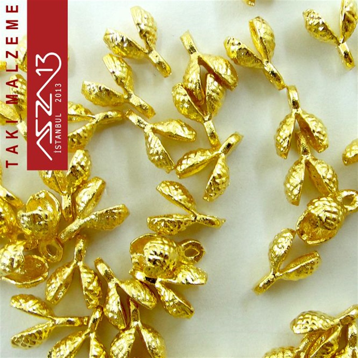 Altın Kaplamalı 9x4 mm Pirinç Döküm Düğüm Kapama / Paket İçeriği 8 Adet