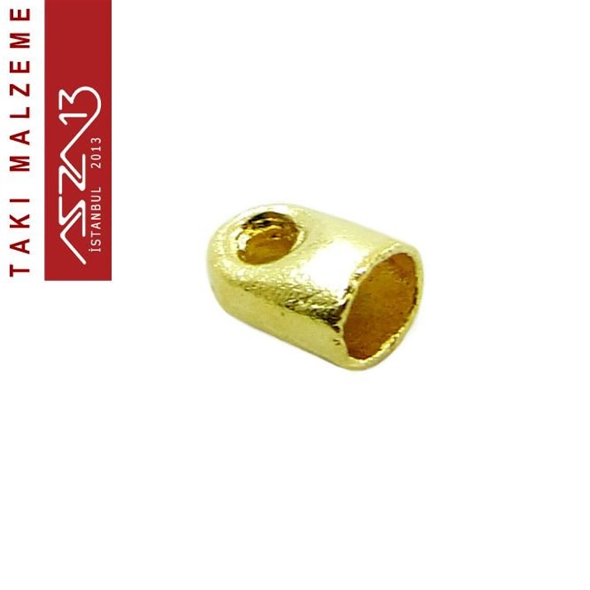 Altın Kaplamalı 6,5x4 mm Pirinç Döküm Kordon-Zincir Sonu Kapsül / Paket İçeriği 10 Adet