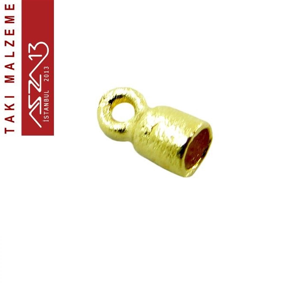 Altın Kaplamalı 6x3 mm Pirinç Döküm Kordon-Zincir Sonu Kapsül / Paket İçeriği 10 Adet