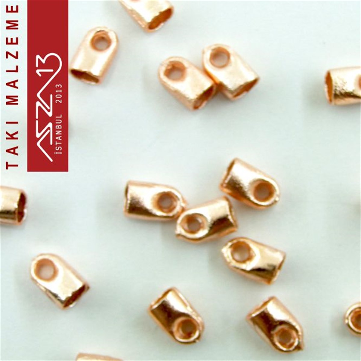 Rose Altın Kaplamalı 6,5x4 mm Pirinç Döküm Kordon-Zincir Sonu Kapsül / Paket İçeriği 10 Adet