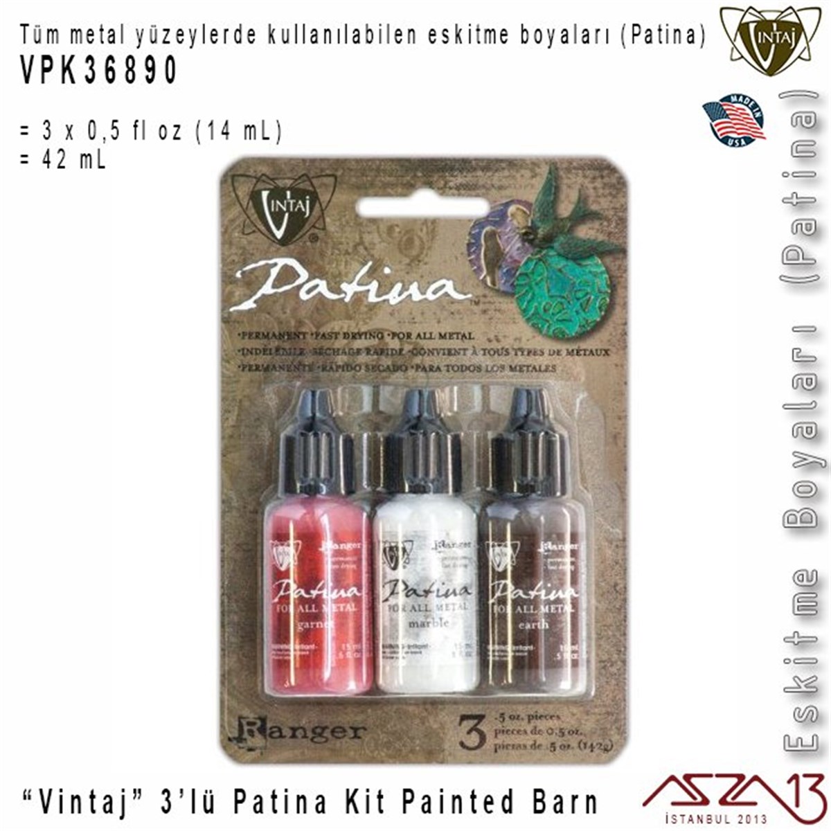 Vintaj VPK36890 Patina Boyası 3lü Set (Painted Barn)