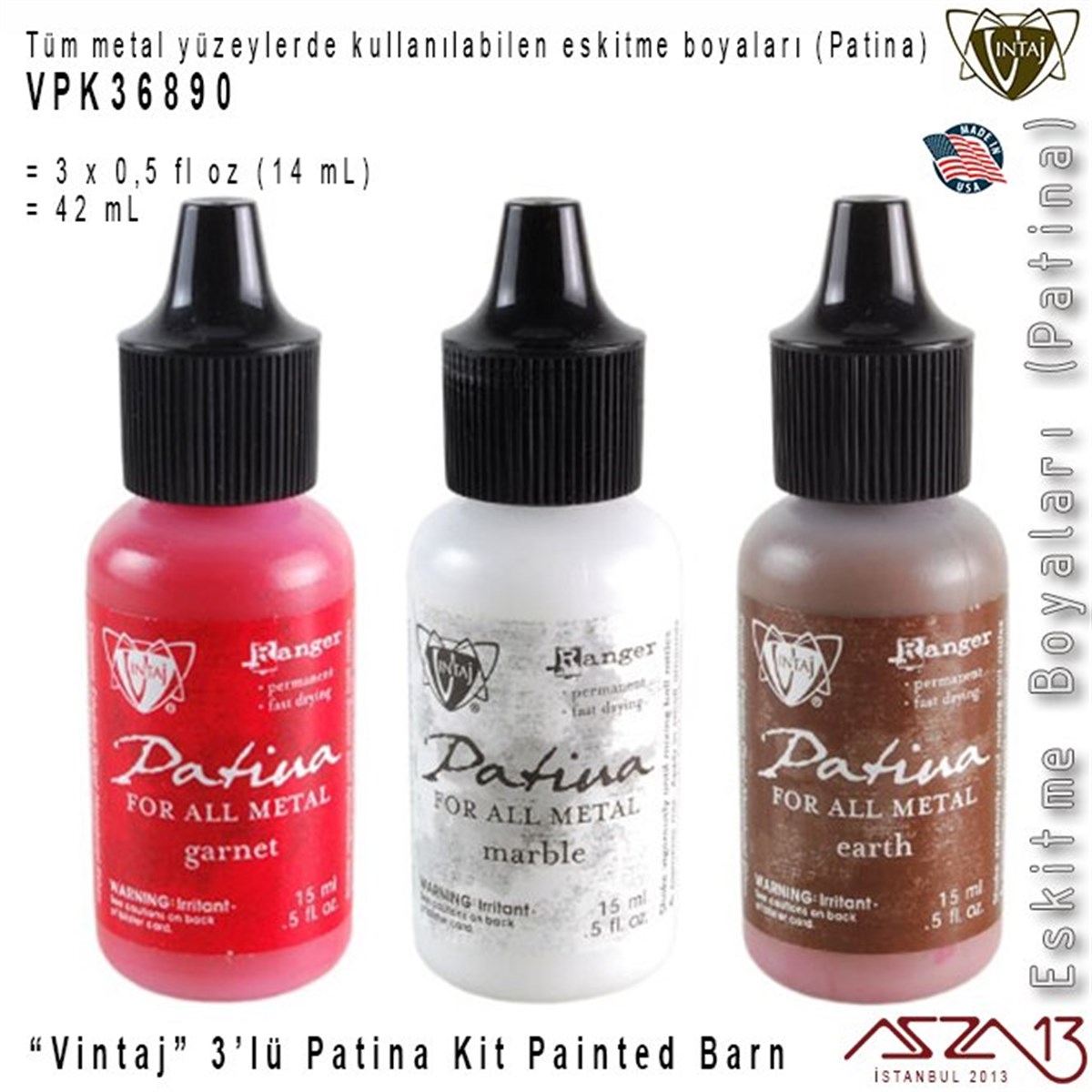 Vintaj VPK36890 Patina Boyası 3lü Set (Painted Barn)