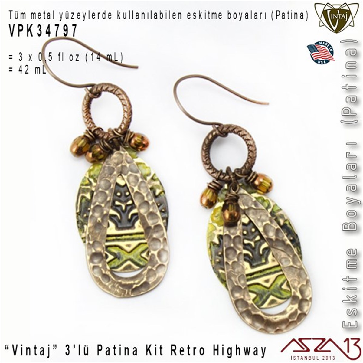 Vintaj VPK34797 Patina Boyası 3lü Set (Retro Highway)
