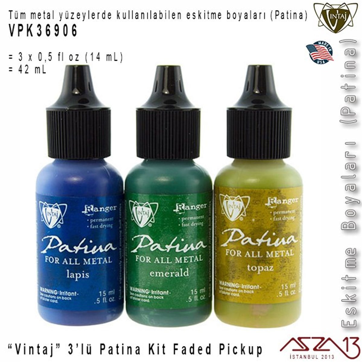 Vintaj VPK36906 Patina Boyası 3lü Set (Faded Pickup)