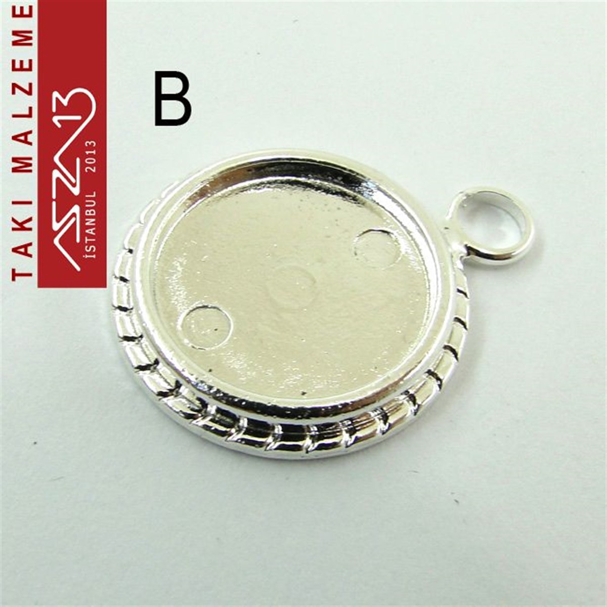 Altın - Gümüş Kaplamalı 27x22 mm Yuvarlak Kaboşon Yuva, Taş Ölçüsü 16 mm / Paket İçeriği 1 Adet