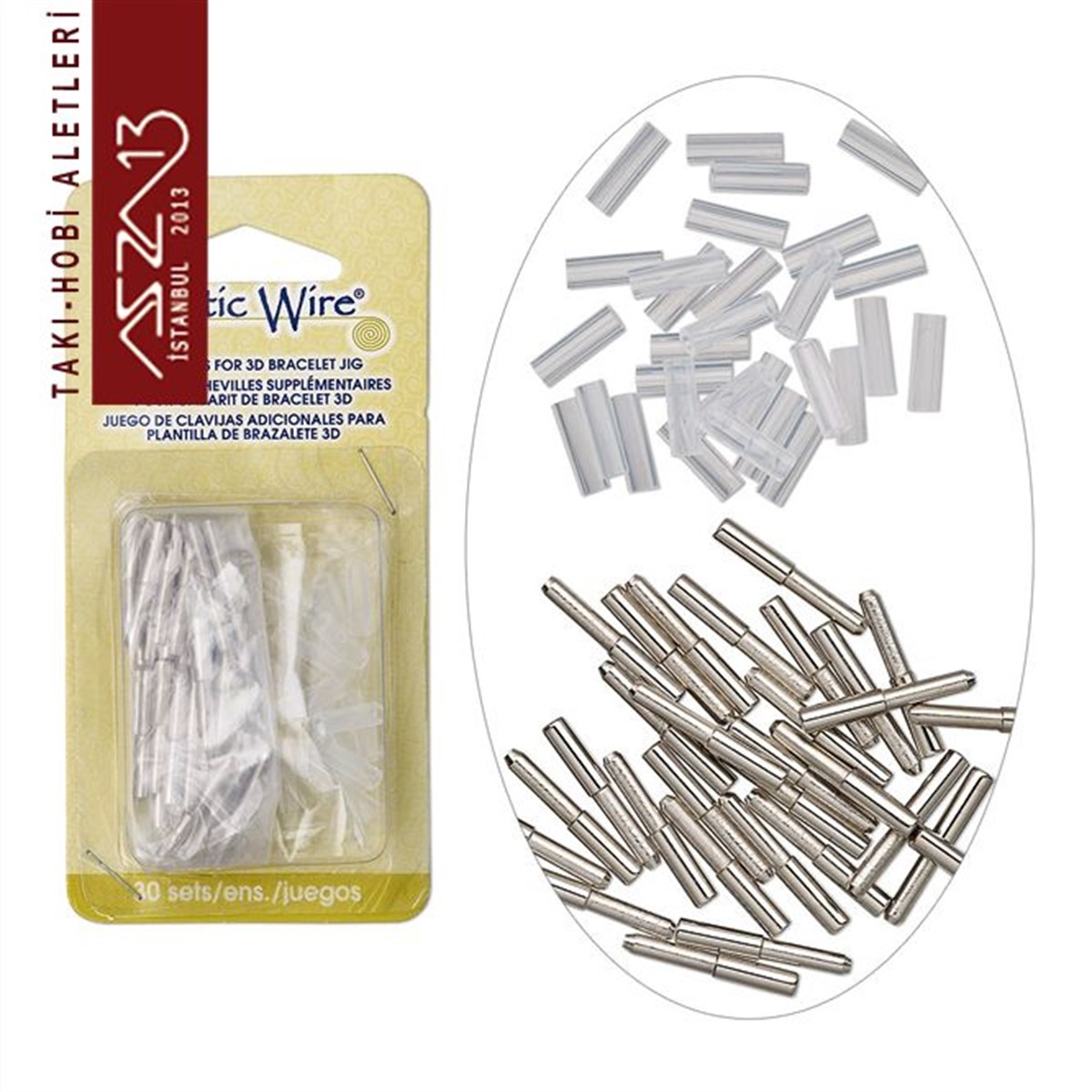 30 Adet Metal Pin (3D Bileklik Yapım Aleti İçin)