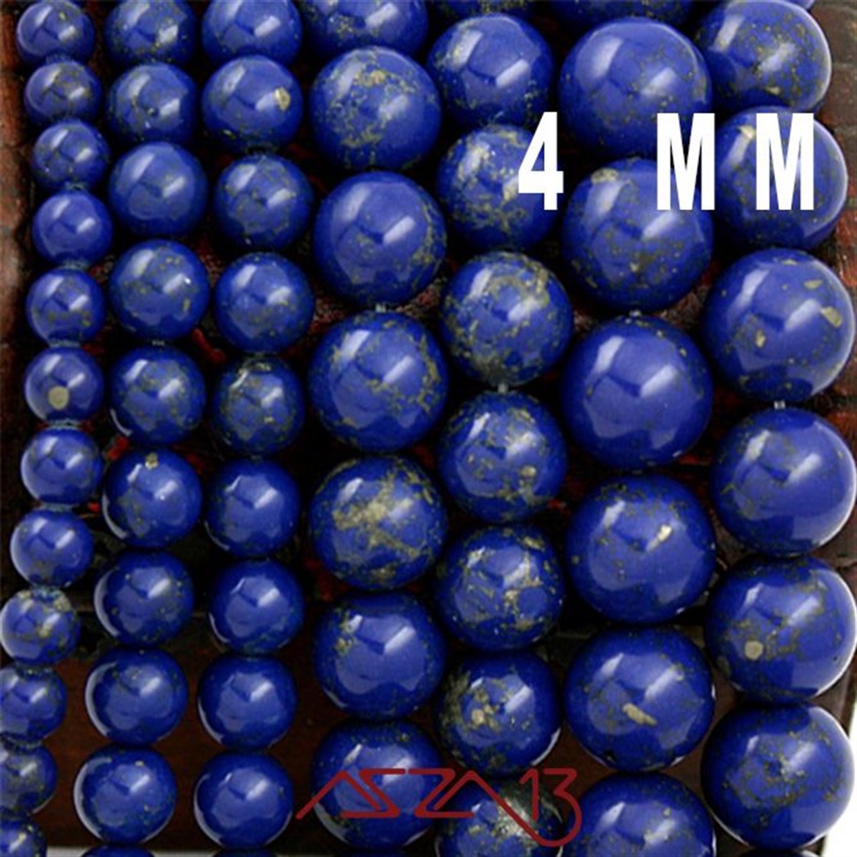 4 mm - Düz Yüzey - Yuvarlak - Lapis (Lapis Lazuli) / 17 Adet