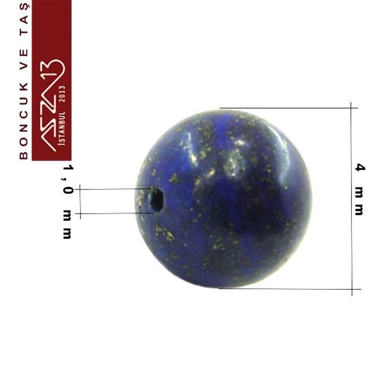 4 mm - Düz Yüzey - Yuvarlak - Lapis (Lapis Lazuli) / 17 Adet