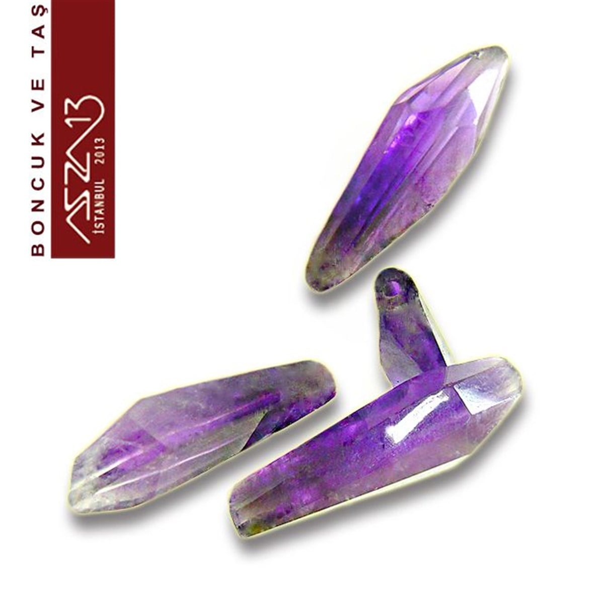 Değişken Boyutlu - Geometrik Damla - Düz Yüzey - Ametis (Amethyst) / 4 Adet