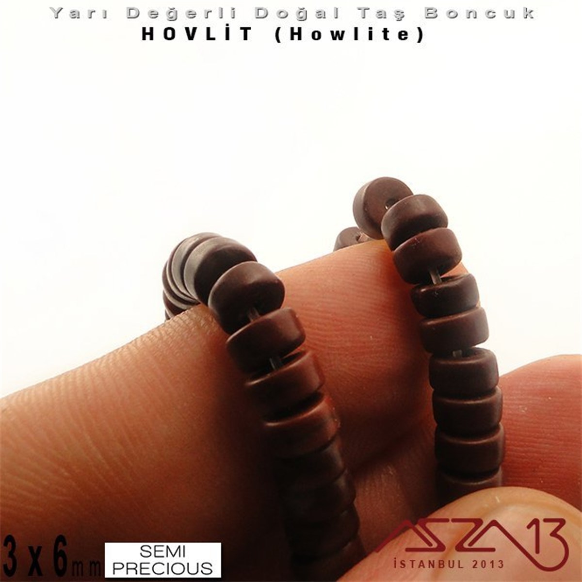 6 mm - Disk - Düz Yüzey - Kakao Hovlit (Howlite) Boncuk / 60 Adet