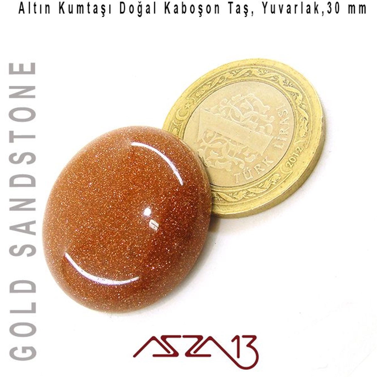 Altın Kumtaşı, 30 mm, Doğal Taş Kaboşon / Paket İçeriği 1 Adet