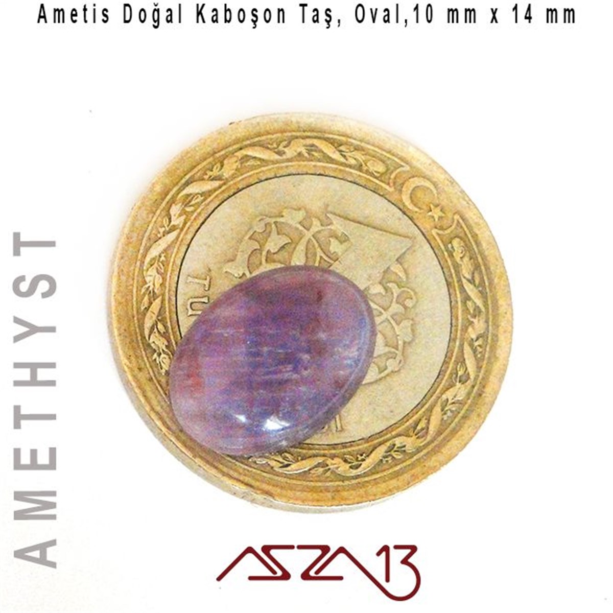 Ametis 10x14 mm, Doğal Taş Kaboşon / Paket İçeriği 1 Adet