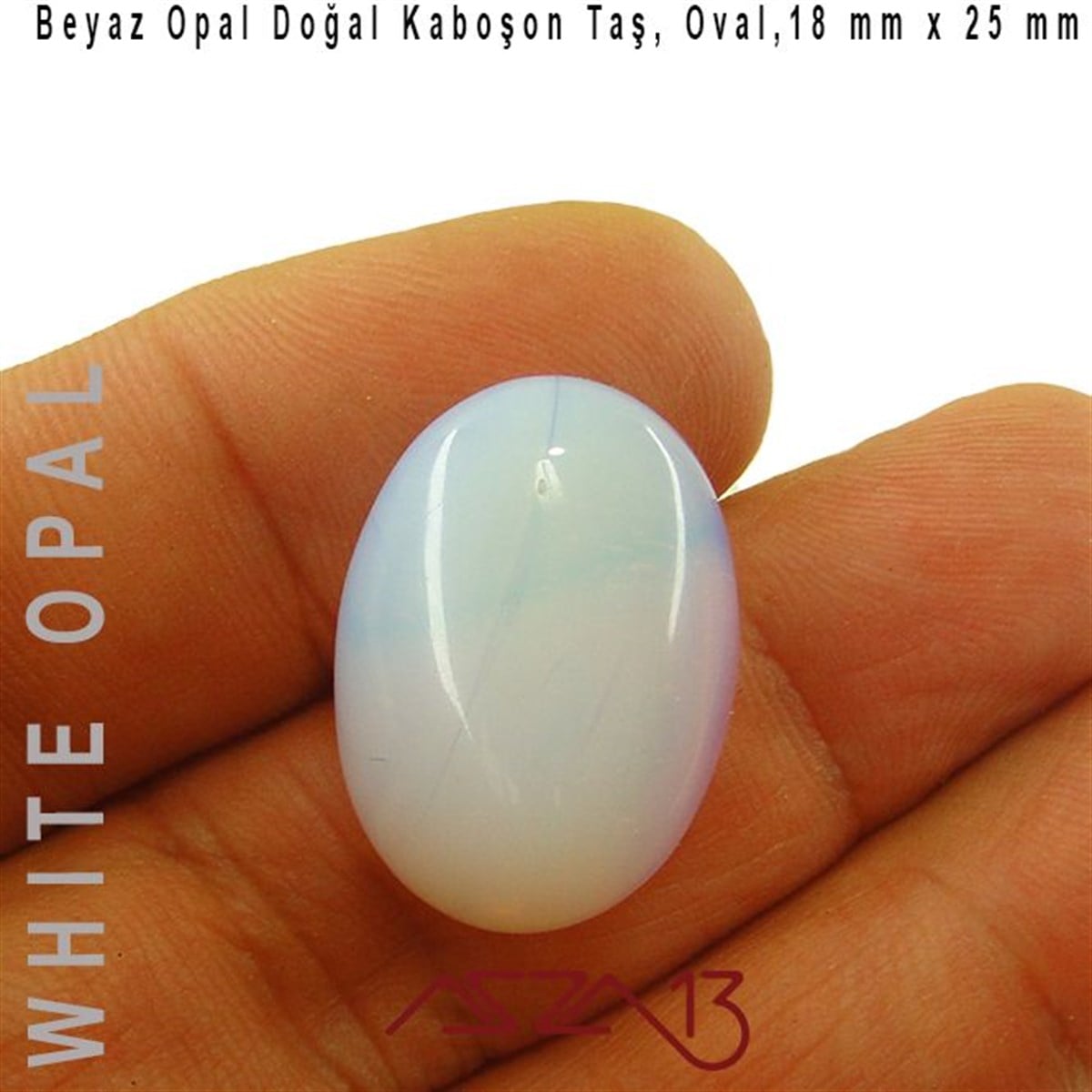 Beyaz Opal, 18x25 mm, Doğal Taş Kaboşon / Paket İçeriği 1 Adet